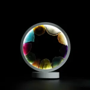 Vente en Gros de Pierres de Guérison Lumière en Cristal Belle Lampe Ronde en Agate pour la Décoration