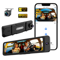 Caméra embarquée Carlover AI 4K 3 canaux avec écran 10,99 pouces, objectif fisheye, enregistreur vidéo avec GPS, WiFi, vision nocturne Starlight et moniteur de stationnement