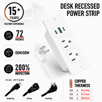 Schubladeneinbau-Steckdosenleiste mit 1,8 m Kabel, schneller USB-C-Ladefunktion und Verlängerungssteckdosen für Zuhause, Büro und Arbeitsplatte