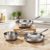Set Wajan Titanium Anti Lengket, Wajan Tanpa Lapisan, Sehat, Ramah Lingkungan, Tahan Korosi, untuk Dapur Rumah dan Restoran, Set Panci Saus