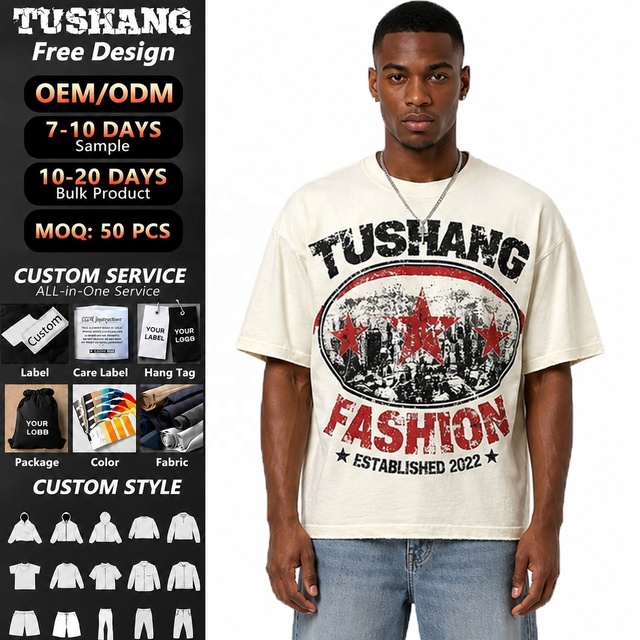 Custom Manufacturer T-shirt Tee Boxy Fit Streetwear Boxy Fit Thick Cotton Graphic Designer Streetwear Men's T-shirt