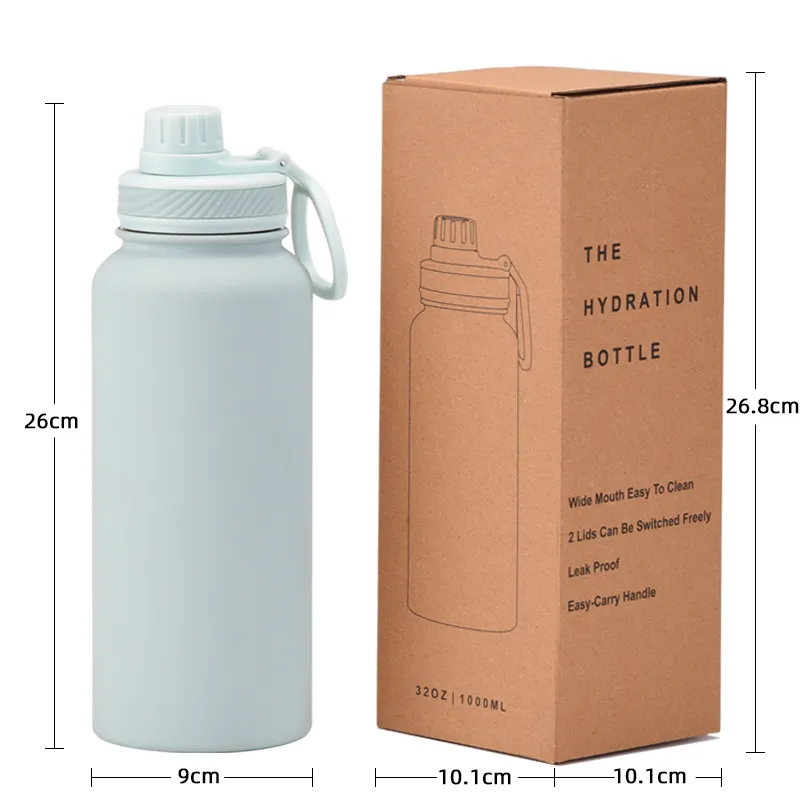 زجاجة ماء رياضية خارجية محمولة بسعة كبيرة من الفولاذ المقاوم للصدأ المطلي بالسيراميك