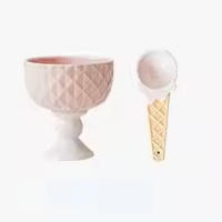 Tasse à crème glacée en céramique créative personnalisée en usine bol à pouding tasse de petit déjeuner pied haut bol en céramique à dessert biscuit