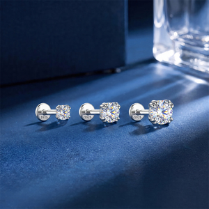 Piercing de Cartílago Profesional de Plata S925 con Moissanita, Roscado Internamente, Parte Trasera Plana, Joyería para Piercing - Product Image 2