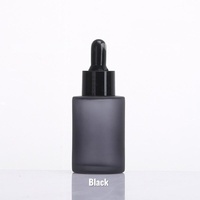 WOGU Flacon compte-gouttes 30 ml pour huile corporelle, 1 oz, pour huiles essentielles, sérum, emballage cosmétique, flacons en verre dépoli rose plat avec compte-gouttes