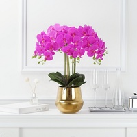 Arrangement de fleurs d'orchidées artificielles OH Real Touch, Phalaenopsis en soie de luxe dans un pot, résistant aux UV, fausse fleur pour la décoration de la maison et des hôtels