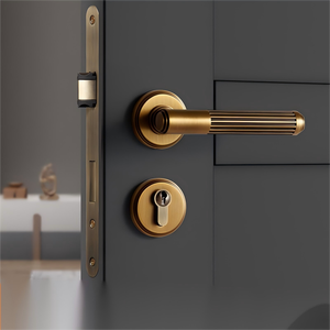 Maniglia per <span class=keywords><strong>porta</strong></span> in ottone moderna per camera da letto, set di serrature di lusso di alta qualità con chiavi per appartamento, ufficio, serrature per porte in legno. - Product Image 6