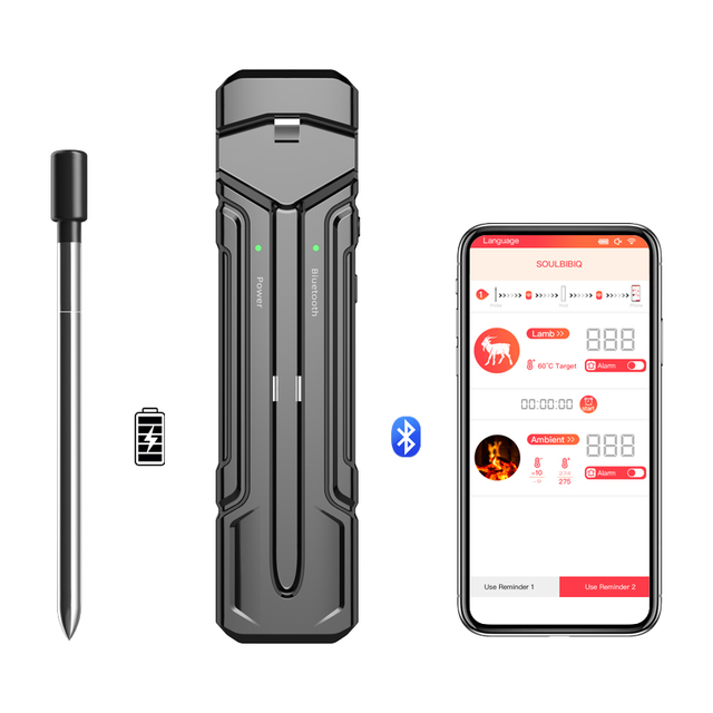 New Upgrade Rechargeable Super Long Distance 500FT / 300FT Smart Wireless Probe BBQ Cooking Blue Tooth Steak Meat Thermometer