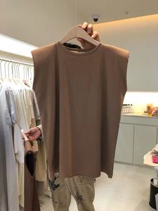 Kaos <span class=keywords><strong>Tank</strong></span> Top Wanita Tanpa Lengan Model Longgar Kerah Bulat Polos Laris untuk Musim Panas Pakaian Wanita Korea - Product Image 4
