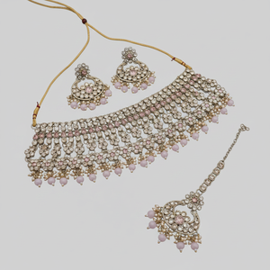 Luxury Indian Bridal Jewelry <b>Set</b> Rhodium Plated Zircon High Quality Pearls Ethnic Choker Necklace Heavy Party Engagement - Product Image 2