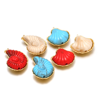 Pendentifs en forme de grand escargot de mer 48*34mm et de grande coquille 37mm, en acier inoxydable plaqué or 18 carats avec émail, pour la fabrication de bijoux