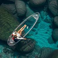 Équipement de camping : Kayak transparent en polycarbonate durable, monoplace ou biplace, idéal pour la plage, le lac, la dérive et les photos.