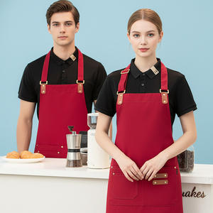 शेफ रसोई के लिए एप्रोन, रेस्तरां दूध चाय कैफे वेटर के लिए कस्टम लोगो मुद्रित कैनवास कमर एप्रोन - Product Image 6