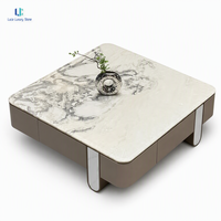 Table basse en marbre blanc Luca Arabescato |   Socle carré en pierre naturelle polie pour salon de villa, taille sur mesure