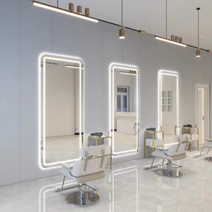 Grands miroirs dorés sur toute la longueur Equipement de salon de coiffure avec lumière LED pour meubles de salon Miroir de coiffure - Product Image 5