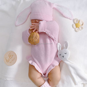 Bonnet en tricot fait main 100% coton en forme d'oreilles <span class=keywords><strong>de</strong></span> lapin, bonnet chaud pour le jour <span class=keywords><strong>de</strong></span> Pâques, bonnet en tricot pour nouveau-né, longues oreilles <span class=keywords><strong>de</strong></span> lapin avec cordon - Product Image 2