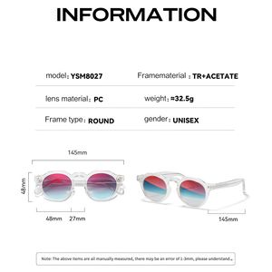 Lunettes de soleil ovales transparentes polarisées UV400 en film coloré, lunettes de soleil de créateur pour femmes, lunettes de soleil TR90 pour hommes, lunettes épaisses tendance - Product Image 4