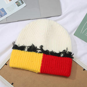 Otoño Invierno cuatro colores de moda estilo coreano japonés interfase nuevo gorro de punto cálido grueso gorros de encaje de dos colores - Product Image 3