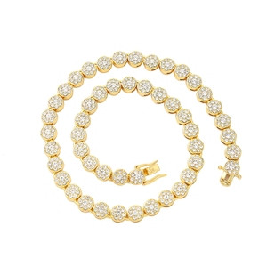 Kalung Rantai Cuban Link Bulat Bertabur Kristal Mewah untuk Wanita, Perhiasan Choker Iced Out - Product Image 5