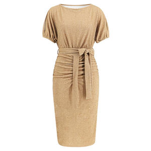 Robe chauve-souris à imprimé floral PRETTY STEPS, manches courtes, taille basse, respirante, volants, impression numérique automne, style <span class=keywords><strong>OL</strong></span>, MOQ 2 pièces - Product Image 6