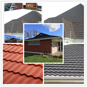 Tuiles espagnoles <span class=keywords><strong>Brava</strong></span> traditionnelles, résistantes à la chaleur, tôles de toiture ondulées, tuiles de toiture en métal revêtues de pierre pour temple près de - Product Image 4