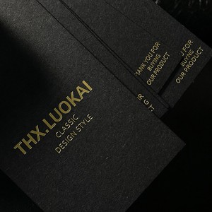 Custom Black Paper Hang <b>Tag</b> Gold Foil Stamp Logo Emboss Any Size with String Hole Punch Cardstock for Clothing Brand Label - Product Image 1