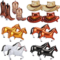 Kit d'arche de ballons Cowgirl Rose vif Argenté, Ballons imprimés vache, Chapeau de cowboy, Bottes, Décorations en aluminium sur le thème Western pour fête d'anniversaire de filles