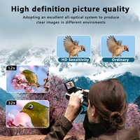 Binoculares HD 2 en 1 con Cámara Digital y Videocámara 1080p, Zoom 12x8x, Pantalla de 2.4" para Fútbol, Observación de Aves, Exploración al Aire Libre