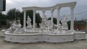 Al aire libre grande Color Beige piedra travertino Fontana <span class=keywords><strong>de</strong></span> <span class=keywords><strong>Trevi</strong></span> escultura con Poseidón y caballos - Product Image 4