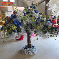 Arbre floral artificiel en soie bleue avec fleurs de rose pour décoration de mariage SMS, idéal pour les fêtes