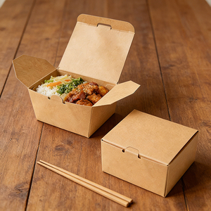 Factory Direct Eco-Friendly Waterproof Recyclable Food Grade Kraft Paper Takeaway Boxes UV Hot Stamping Custom Logo Options - Product Image 5