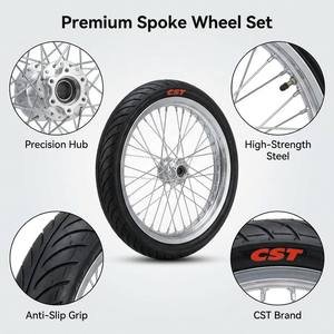 ชุดล้อซูเปอร์โมโต CNC ขนาด <span class=keywords><strong>17</strong></span> นิ้ว สำหรับ Surron Light Bee พร้อมยาง CST สีเงิน ขนาด <span class=keywords><strong>1.60</strong></span> 2.15  อะลูมิเนียม สำหรับรถมอเตอร์ไซค์ไฟฟ้าวิบาก  ชุดล้อหน้า-หลัง - Product Image 5