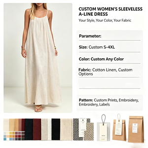 Vestido de <span class=keywords><strong>mujer</strong></span> personalizado sin espalda, estilo camisero, maxi, holgado, talla grande, para vacaciones de verano - Product Image 3