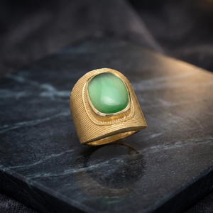 New Arrival Gold Plated Bezel Setting Aqua Chalcedony <b>Gemstone</b> <b>Ring</b> for <b>Men</b> Women Children - Product Image 2