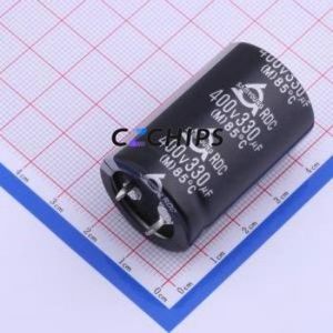 ตัวเก็บประจุอิเล็กโทรไลต์อะลูมิเนียมแบบ Snap-in รุ่น RDC 400V330 ขนาด 25.4*40 มม. ชนิด Through hole Component THT, ขนาด D25.4xL40 มม. ความจุ 330uF 20% 400V ระยะขา 10 มม. - Product Image 1