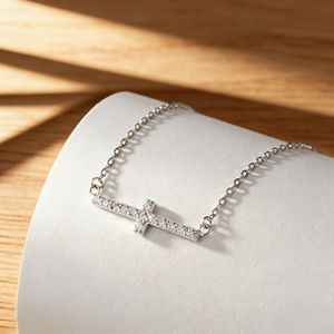 Trendy 925 <b>Silver</b> Cubic Zirconia Cross Necklace for Women Fashion CZ Pendant Party Jewelry - Product Image 1