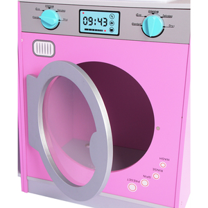 Jouet éducatif pour enfants, ensemble de cuisine rose pour enfants avec armoires, four à pâtisserie et <span class=keywords><strong>machine</strong></span> à <span class=keywords><strong>laver</strong></span> - Product Image 6
