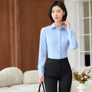 하늘색 여성 디자인 가벼운 전문 호텔 케이터링 작업복 가을 셔츠 - Product Image 4