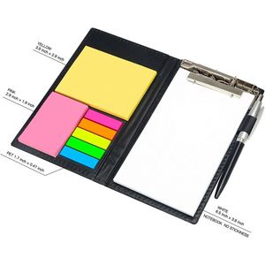 Custom Office Sticky Notes Memo Pad PU Leather Cover Notebook with Pen Promotion Gift Business Folder Sticky Note with Clip - Product Image 2