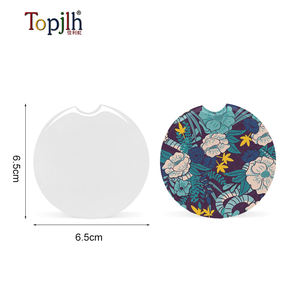 Sous-verre en céramique de tasse de voiture vierge de sublimation de Topjlh avec la conception de logo personnalisé sous-verre de voiture en céramique blanche - Product Image 2