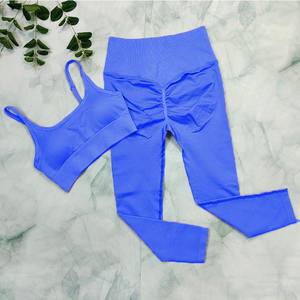 Yeni varış dikişsiz Yoga spor seti kadınlar 2 adet Set kırpma üst sutyen yüksek bel tayt pantolon Sportsuit Fitness salonu - Product Image 2