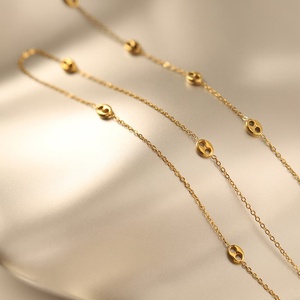 Ensemble <span class=keywords><strong>de</strong></span> bijoux pour <span class=keywords><strong>femme</strong></span>, collier et bracelet à maillons en acier inoxydable plaqué <span class=keywords><strong>or</strong></span> 18 carats, motif <span class=keywords><strong>grain</strong></span> <span class=keywords><strong>de</strong></span> <span class=keywords><strong>café</strong></span> et nez <span class=keywords><strong>de</strong></span> cochon, anti-ternissement, tendance - Product Image 1