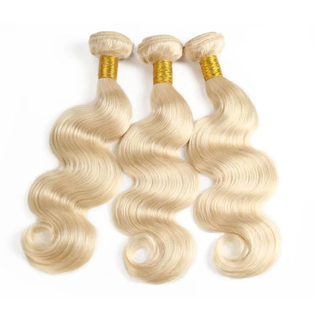 0A 1210A Grade 613 Blonde Bone Straight Remy Virgin Brazilian Human Hair 3 Bundels Met Vetersluiting Pack Leveranciers