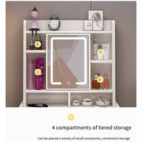 Coiffeuse de maquillage blanche moderne avec miroir léger Coiffeuse de chambre mobile