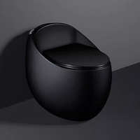 WC monobloc en céramique noir mat de style chinois moderne, à chasse d'eau S-trap