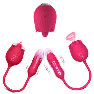 Kadınlar için gül vibratör ve yapay penis gül yalama yapay penis sokmak meme klitoral titreşimli yumurta dil yalamak klitoris enayi seks oyuncak - Product Image 5