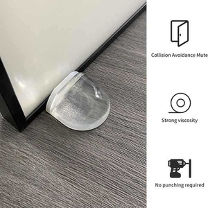 Transparent Self-Adhesive Rubber Wall & Floor Buffers Anti-Noise Shower <b>Door</b> Stopper No Drilling-Protects Walls & Furniture - Product Image 3