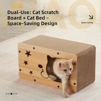 Kinghon Grand Nid à chat d'intérieur en carton ondulé écologique, forme TV, 2 niveaux, mobilier pour animaux de compagnie, petit modèle
