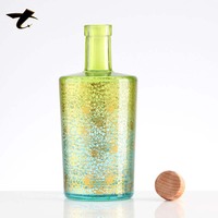 Bouteilles en verre de 700 ml pour spiritueux, sérigraphiées, pour vodka, tequila, brandy, rhum, avec bouchon en liège et peinture colorée, vente en gros