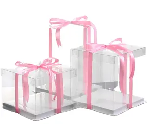 صندوق عرض للكعك شفاف محمول للاستخدام في المخبوزات, متوفر بحجم 4 بوصة و 6 بوصة و 8 بوصة.